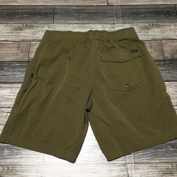 RVCA All Time Shorts Men’s S Green Hiking Side Zip Pocket Belted (Inseam 8) - Picture 7 of 9